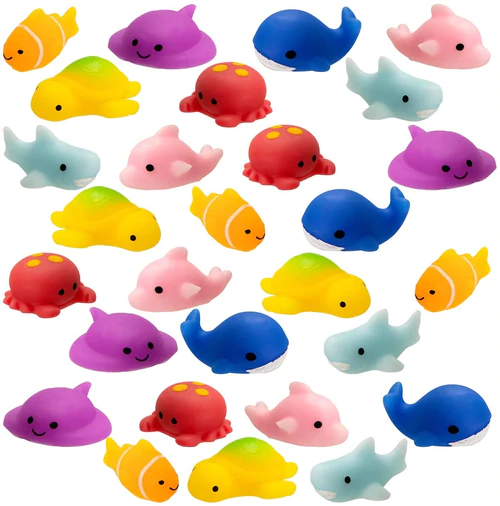 Valentines Day Gift Cards with Sea Animals Mochi Squishy, 28 Pack