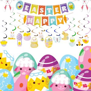 Easter Swirl Hanging Decorations Premium collection, 30 Pcs