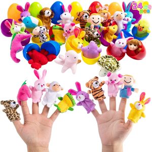 3″ Pre-Filled Colorful Themed Eggs with Finger Puppets, 24 Pack