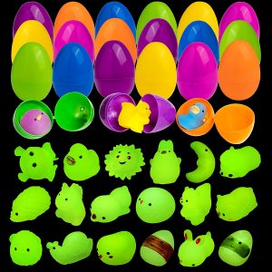 Glow in the Dark Squishy Pre-filled Themed Easter Eggs, 18 Pcs