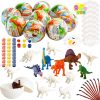 Easter Eggs Filled with Painting Dinosaurs Figurine, 9 Pcs