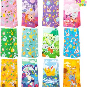Easter Paper Treat Candy Goodie Bags, 72 Pcs