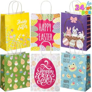 Easter Tote Paper Gift Bags, 24 Pcs