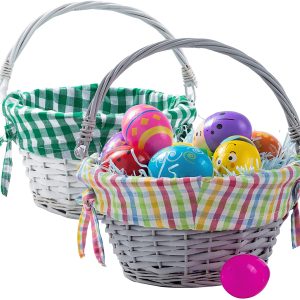 2pcs Easter Rattan Basket with Handle