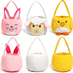 3pcs Chicken, Bunny, and Sheep Plush Easter Bucket