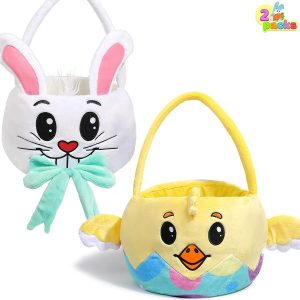 Fluffy Easter Bunny & Chicken Basket Set, 2 Pcs