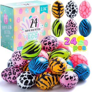 2.3″ Easter Animal Skin Pattern Eggshells, 24 Pack
