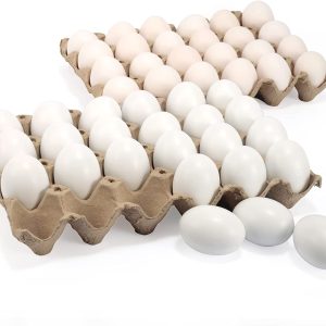 24pcs Easter Unpainted White Wooden Eggs 2.36in