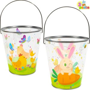 Easter Plastic Buckets with Handles, 2 Pcs