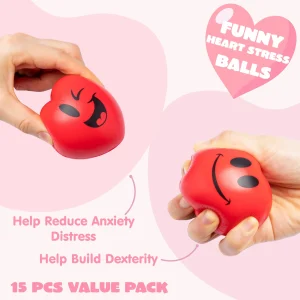15pcs Valentines Day Smile Face Soft and Yielding Heart Stress Ball
