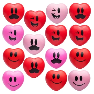 15pcs Valentines Day Smile Face Soft and Yielding Heart Stress Ball