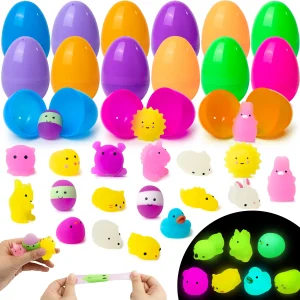 18Pcs 3.15in Glow in the Dark Soft and Yielding Toys Prefilled Easter Eggs