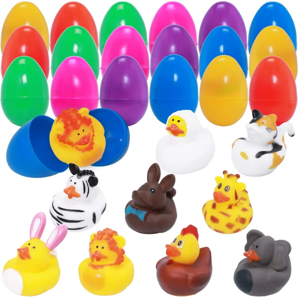 18Pcs Animal Rubber Ducks Prefilled Easter Eggs 3.15in