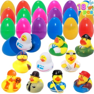 18Pcs Rubber Duck Prefilled Easter Eggs 3.15in