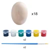 18Pcs Wooden Egg with Paints and Brush 2.36in