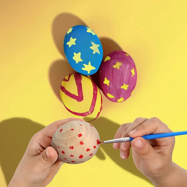 18Pcs DIY Paint Your Own Plain Wooden Easter Eggs