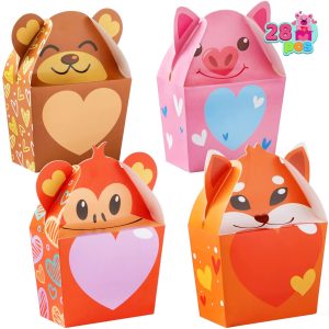 Valentine Animal Treat Boxes, 28 Pcs