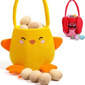 2pcs Bunny and Chicken Plush Easter Basket with Handles