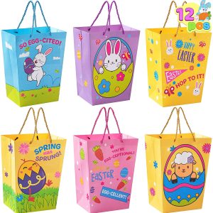 Easter Gift Bags with String, 12 Pcs