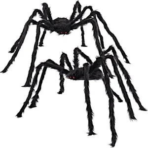 6.5ft Large Halloween Decorations Outdoor Spider Posable Furry Black Giant Scary Fuzzy Spiders Outside Indoor Yard Wed Decor Party Favor 