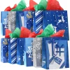 20pcs Christmas Blue Paper Gift Bags with Handles