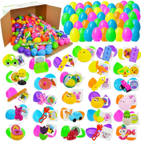 200Pcs 2.3in Assorted Toys Prefilled Easter Eggs