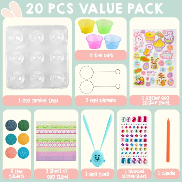 20Pcs DIY Easter Dye Egg Decorating Kit