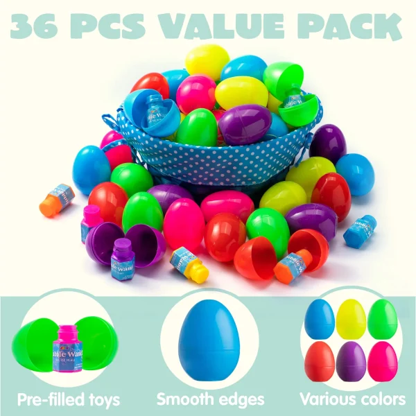 24Pcs Bubble Wands Prefilled Easter Eggs