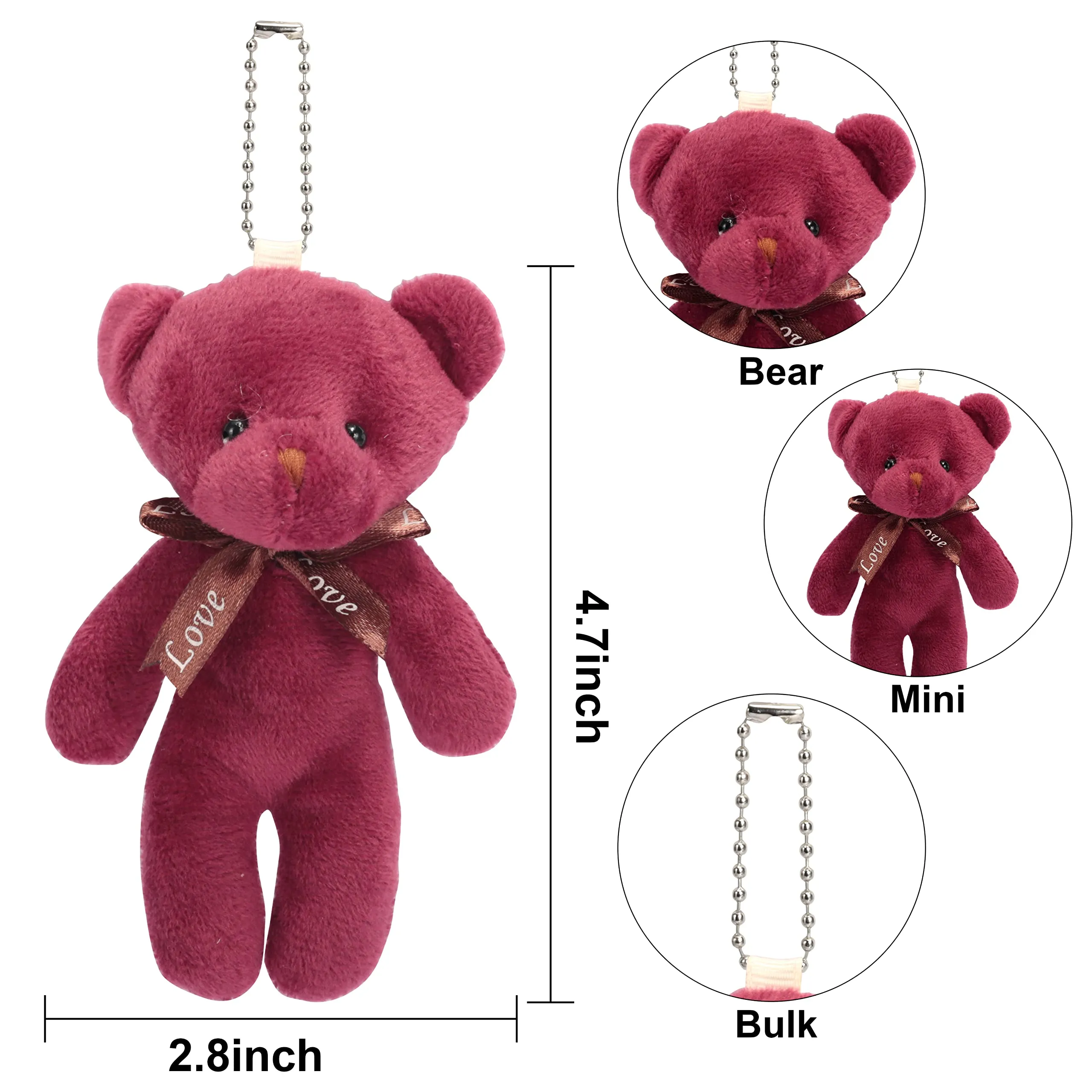 Cute 24pcs Bulk Teddy Bears with Valentines Day Cards