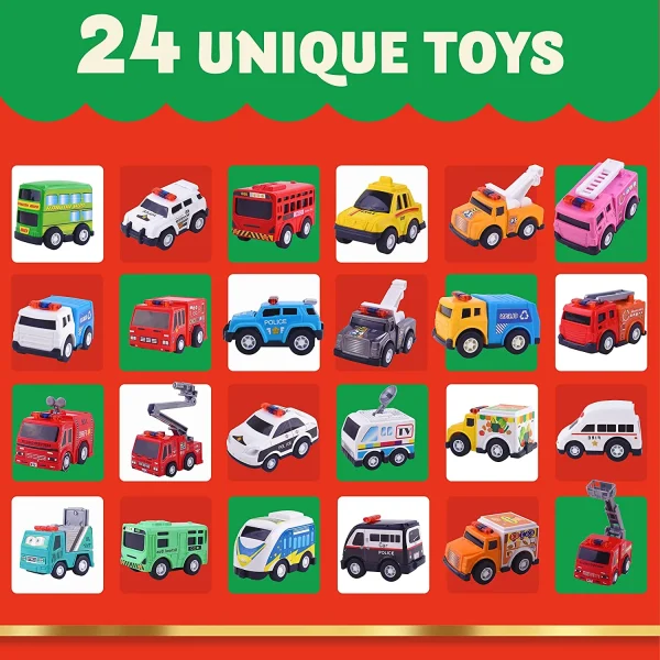 24pcs Pull Back City Cars Christmas Advent Calendar