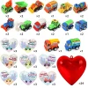24Pcs Construction Vehicle with Heart Shells with Valentines Day Cards for Kids-Classroom Exchange Gifts