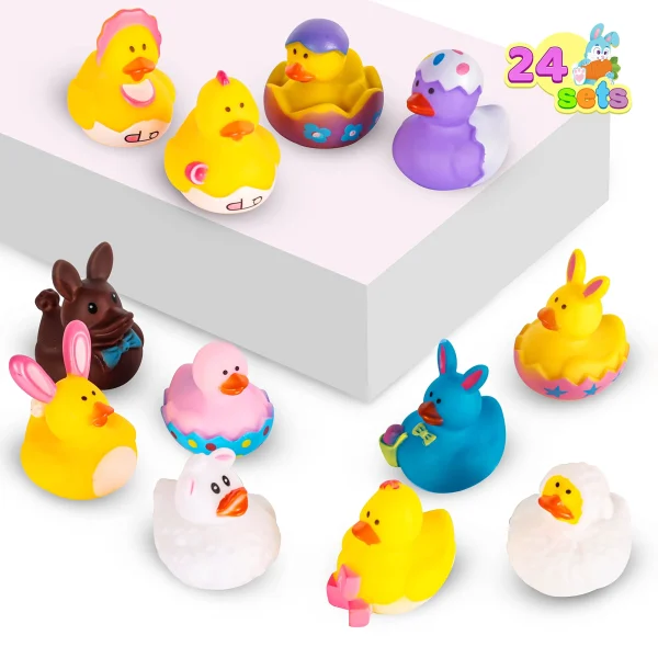 24Pcs Easter Rubber Duckies Toys