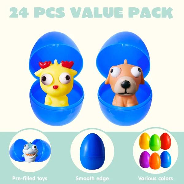 24Pcs Eye-pop Keychains Prefilled Easter Eggs