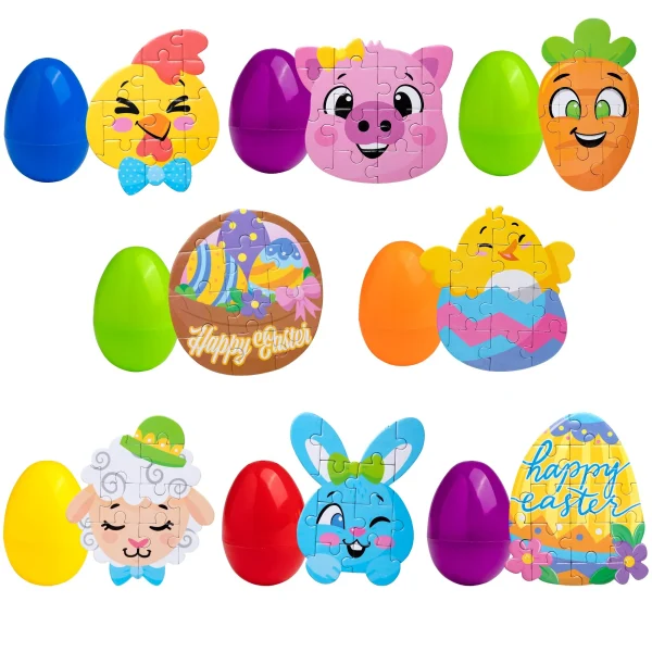 24Pcs Jigsaw Puzzles Prefilled Easter Eggs