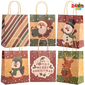 24pcs Kraft Paper Christmas Gift Bags
