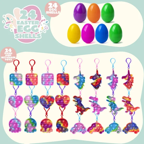 24Pcs Keychain Toys Prefilled Easter Eggs