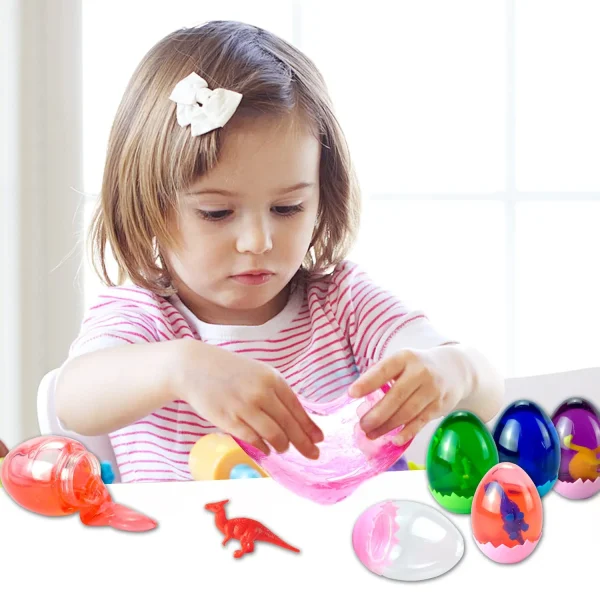 24Pcs Slime and Dinosaur Prefilled Easter Eggs 3in