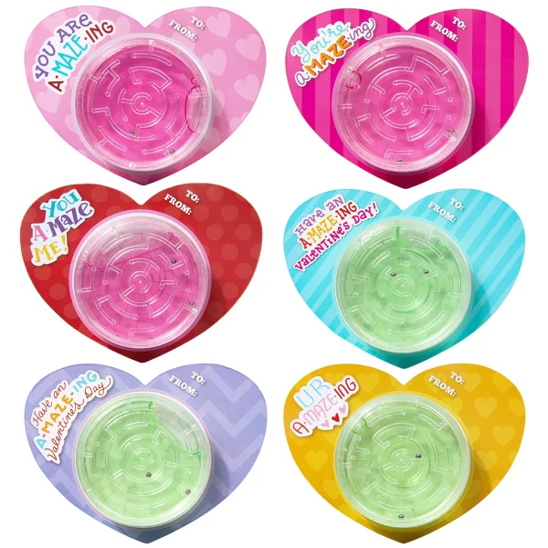 24Pcs Slime in Maze Boxes with Valentines Day Cards for Kids-Classroom Exchange Gifts