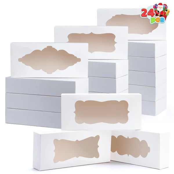 24pcs Christmas White Cookie Boxes with Window