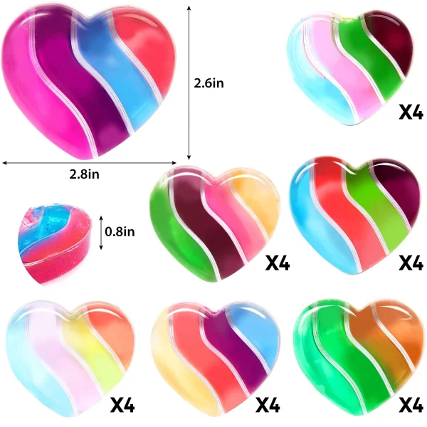 28Pcs Heart Multicolor Slime with Stickers