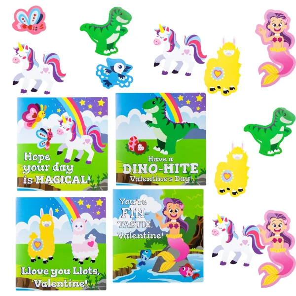 28Pcs Kids Valentines Cards With Stickers-Classroom Exchange Gifts