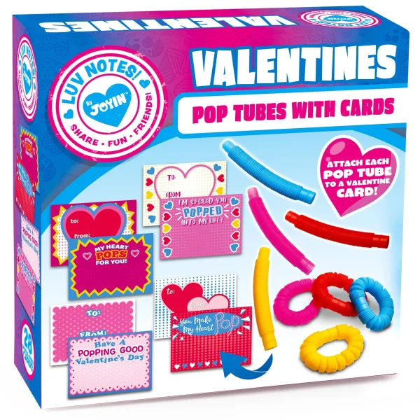 28Pcs Kids Valentines Cards with push bubble Tube-Classroom Exchange Gifts