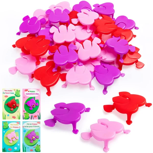 28Pcs Valentines Jumping Frogs with Valentines Day Cards for Kids-Classroom Exchange Gifts (2)