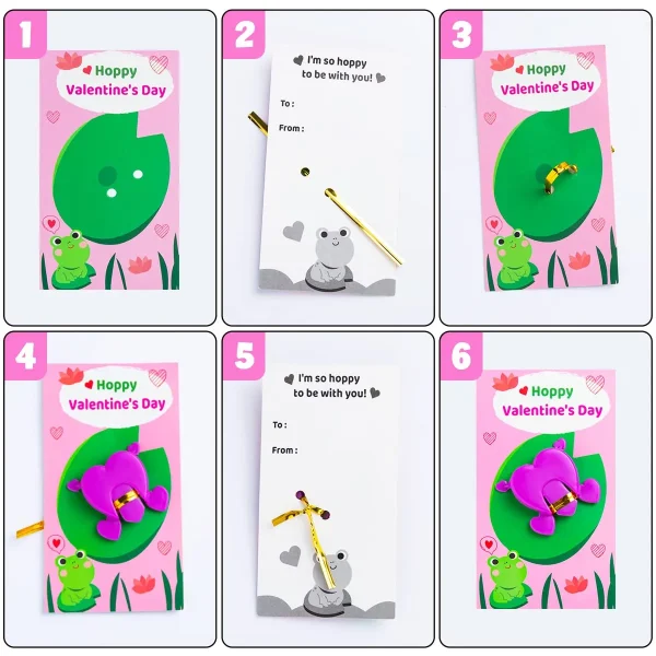 28Pcs Valentines Jumping Frogs with Valentines Day Cards for Kids-Classroom Exchange Gifts