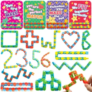 28Pcs Wacky Tracks with Valentines Day Cards for Kids-Classroom Exchange Gifts