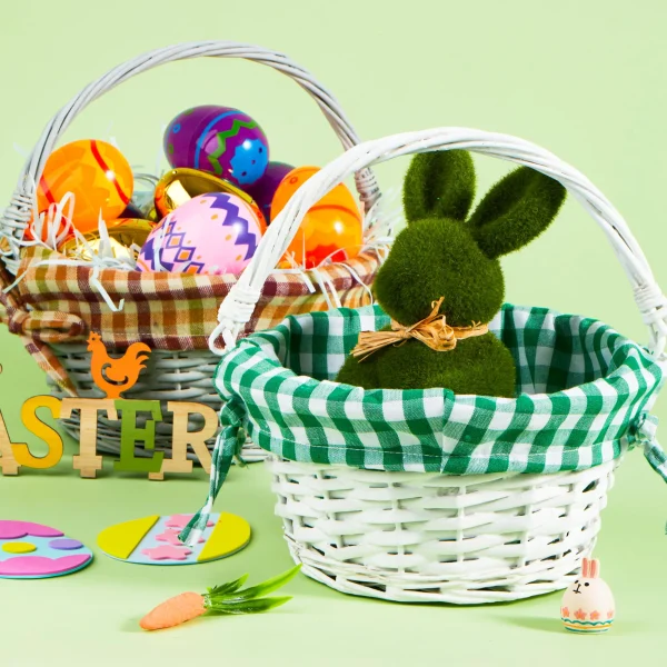 2Pcs Easter Rattan Basket with Handle (8)