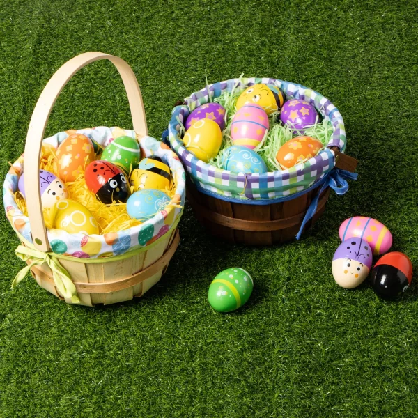 2Pcs Easter Woven Woodchip Baskets with Lining