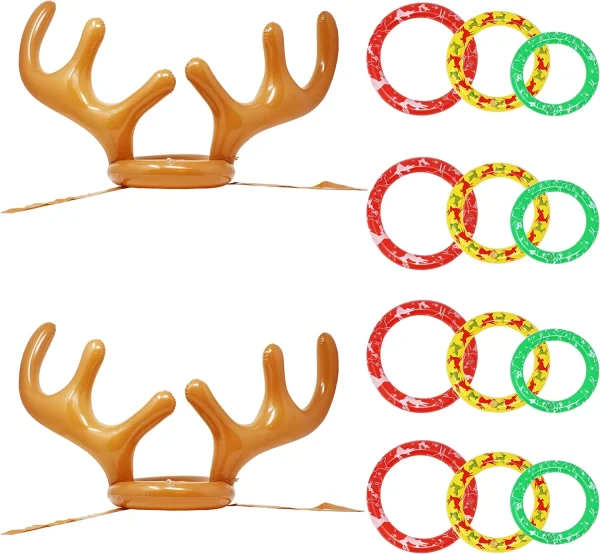 2pcs Christmas Reindeer Inflatable Antler Toss Game