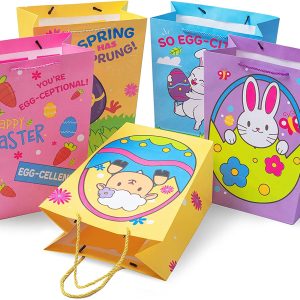 Easter Gift Bags with String, 12 Pcs