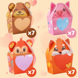 Valentine Animal Treat Boxes, 28 Pcs